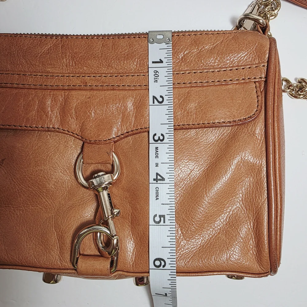 Rebecca Minkoff Leather Mini M.A.C. Crossbody Bag – Cognac Brown - Picture 12 of 14